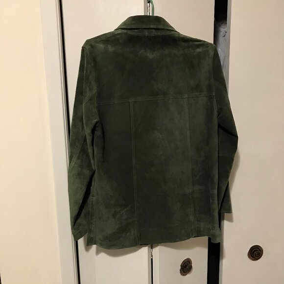 Sequence Ladies Olive Green Suede Leather Jacket Size Small - Picture 2 of 3